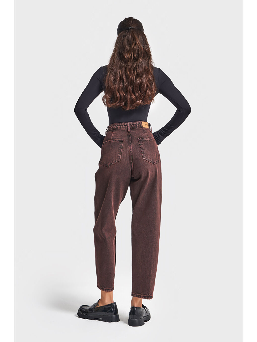 Kadın Taşlanmış Bordo Renk 20w5-152 Relax Fit %100 Pamuk Özel Yıkama Denim Jean-2