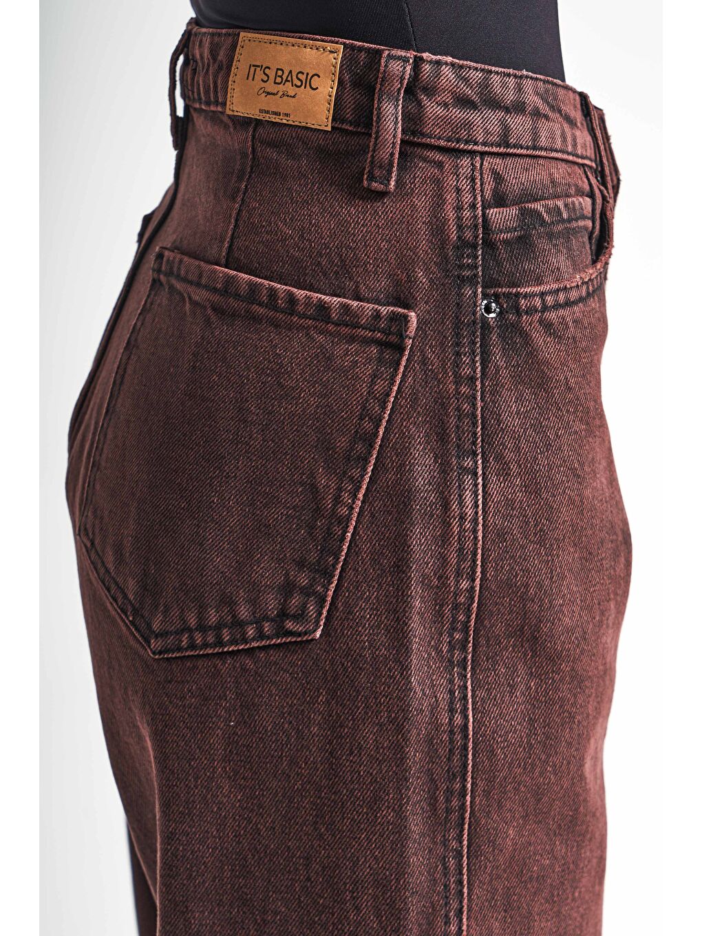 Kadın Taşlanmış Bordo Renk 20w5-152 Relax Fit %100 Pamuk Özel Yıkama Denim Jean-4