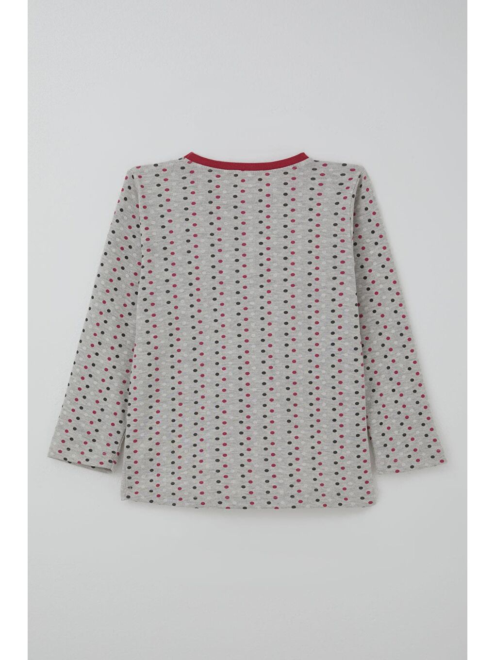 Kız Çocuk Pijama Takımı Renkli Puantiye Desenli Açık Gri Melanj (4-8 Yaş)-3