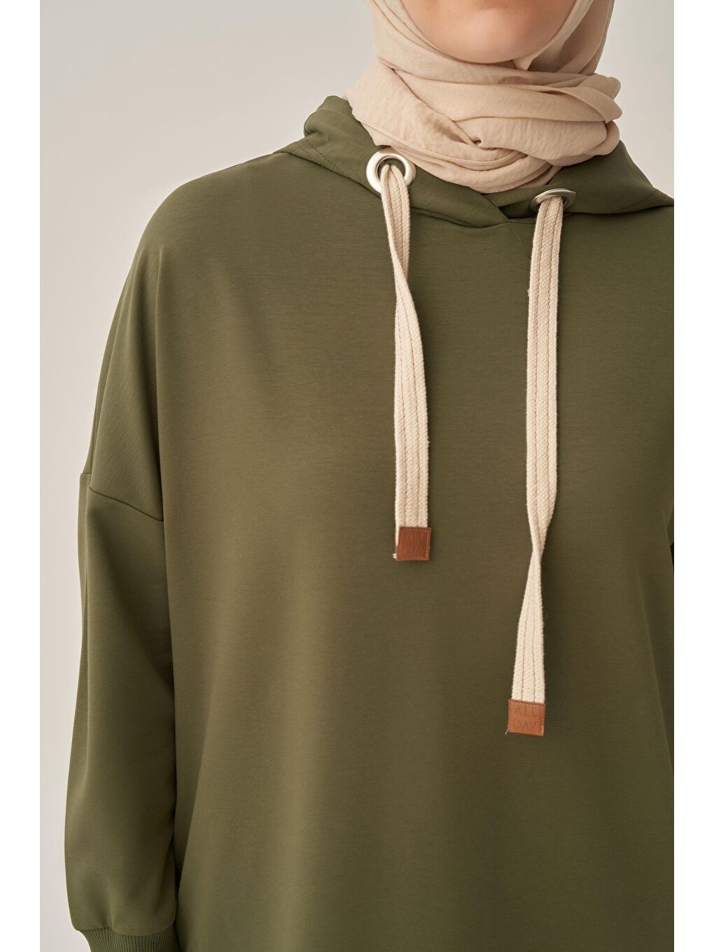 Yeşil-Kuşgözlü Kapüşonlu Cepli Sweat Tunik-3