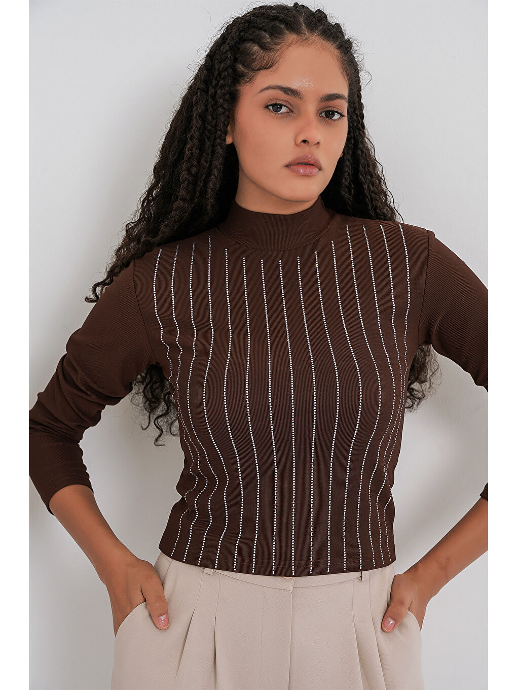 922 Taşlı Body - Kahverengi-3