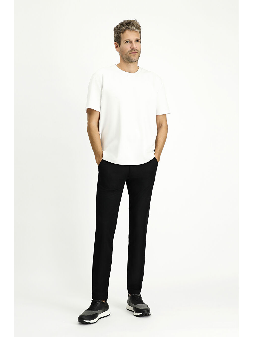 Siyah Super Slim Fit Ekstra Dar Kesim Kanvas / Chino Pantolon