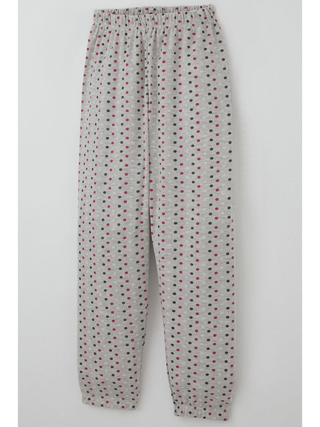 Kız Çocuk Pijama Takımı Renkli Puantiye Desenli Açık Gri Melanj (4-8 Yaş)-6