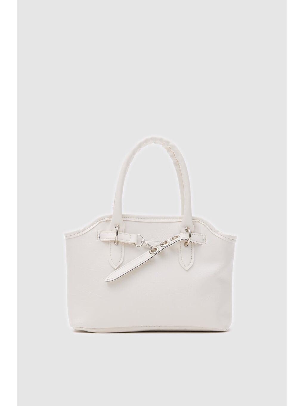 Ekru Perez Kemer Detaylı Çapraz Çanta Krem