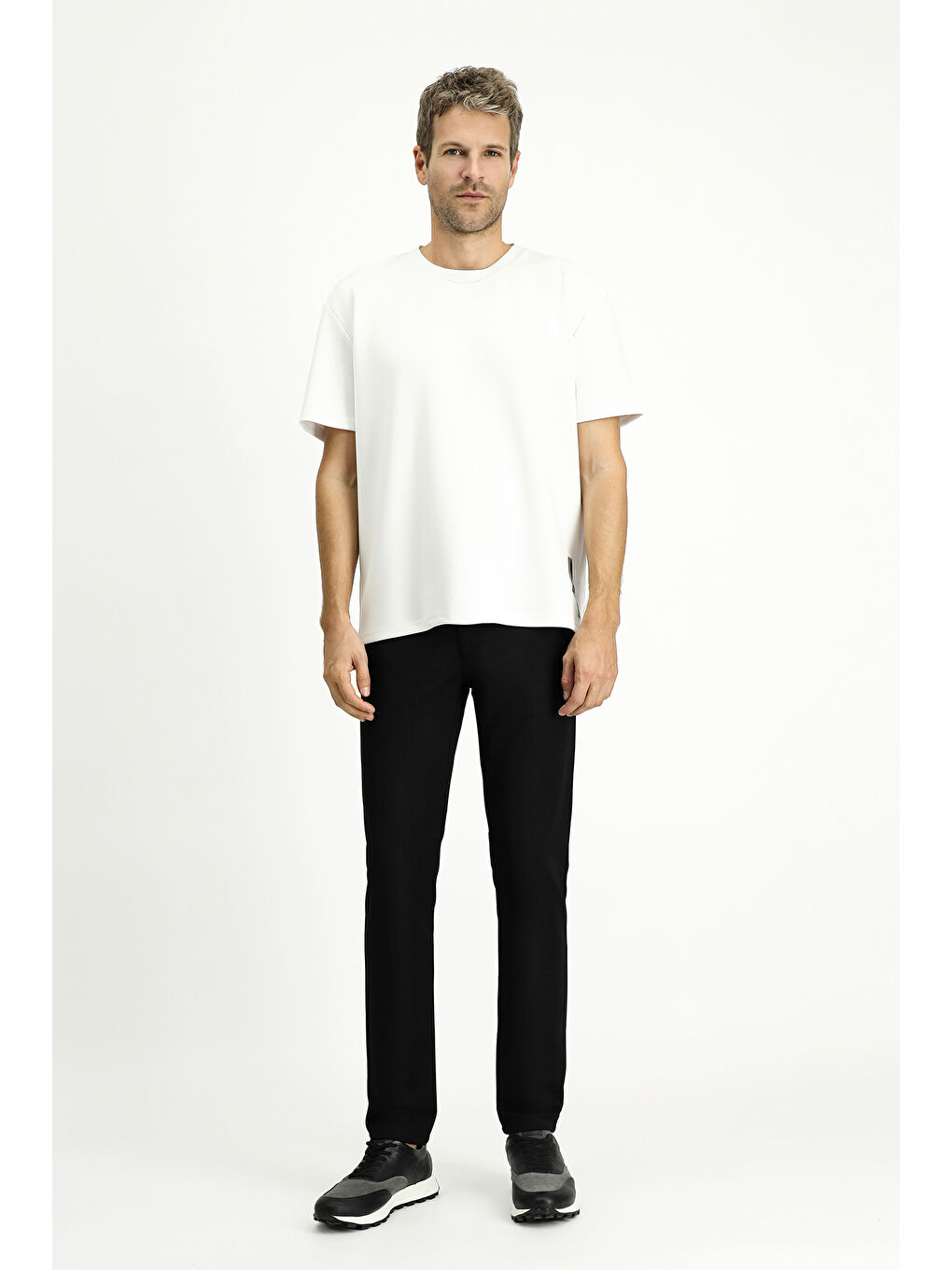 Siyah Super Slim Fit Ekstra Dar Kesim Kanvas / Chino Pantolon-2