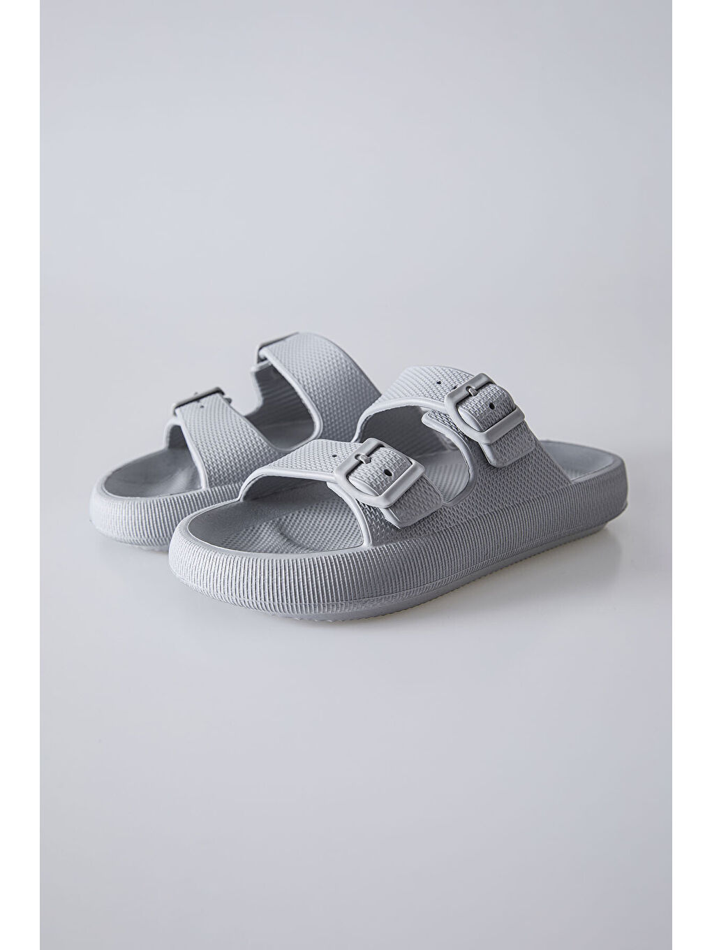 Mavi Buz Yüksek Tabanlı Çift Tokalı Erkek Terlik -89302