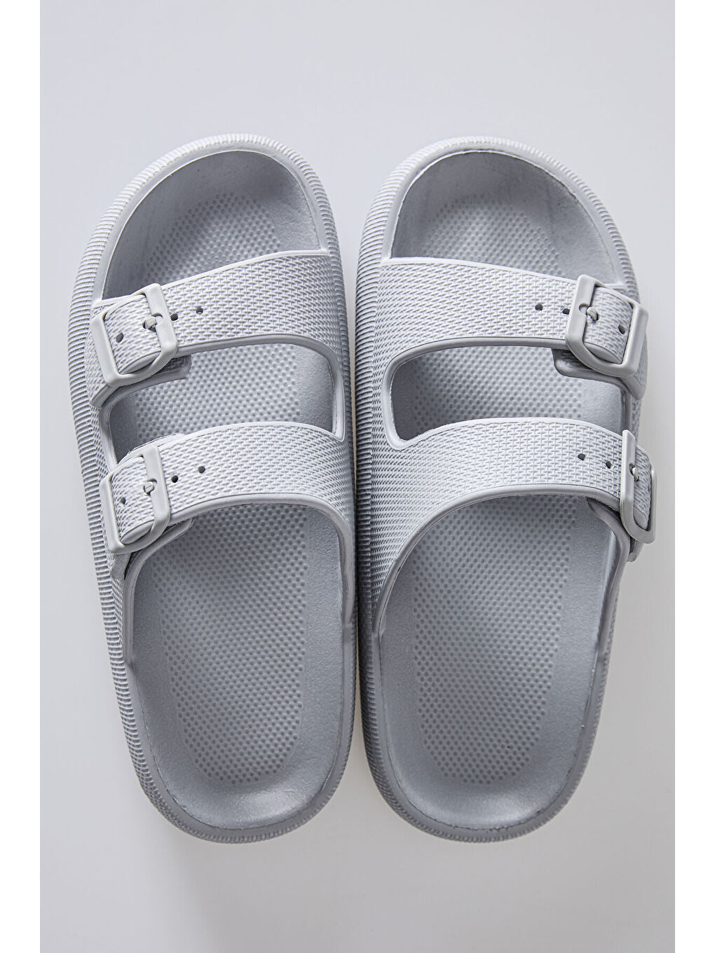 Mavi Buz Yüksek Tabanlı Çift Tokalı Erkek Terlik -89302-1