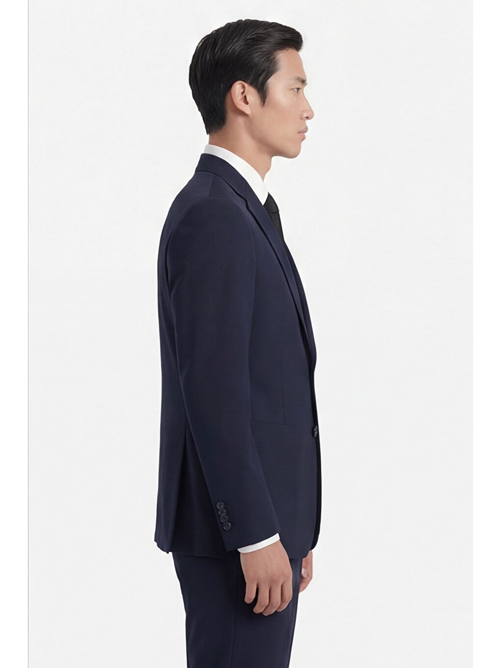 Lacivert Slim Fit 6 Drop Mono Yaka Viskon Tam Astarlı Takım Elbise-2