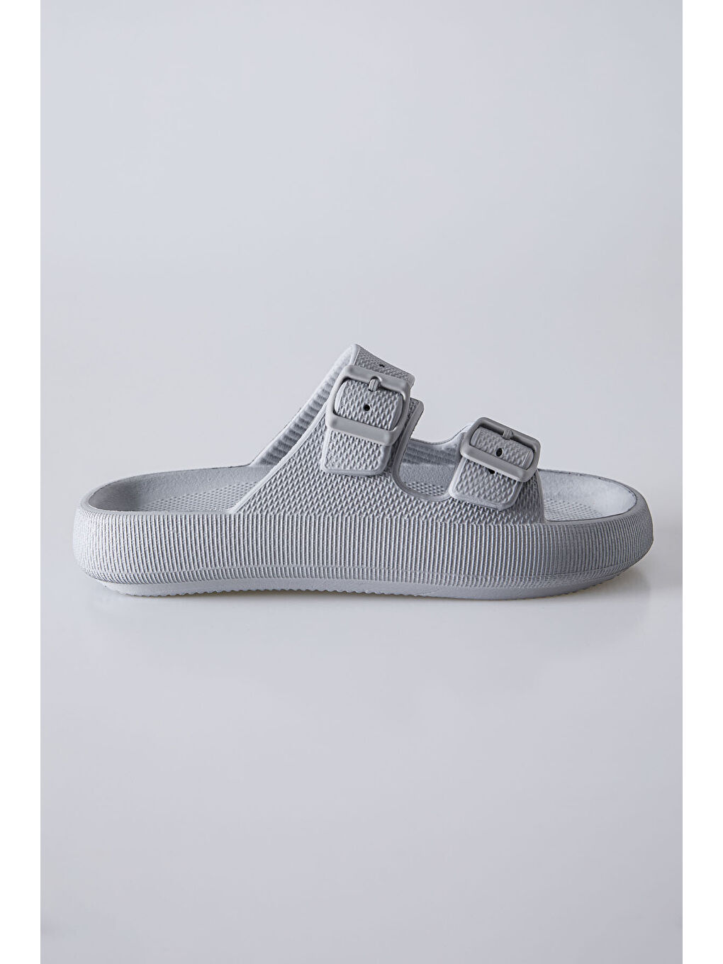 Mavi Buz Yüksek Tabanlı Çift Tokalı Erkek Terlik -89302-2