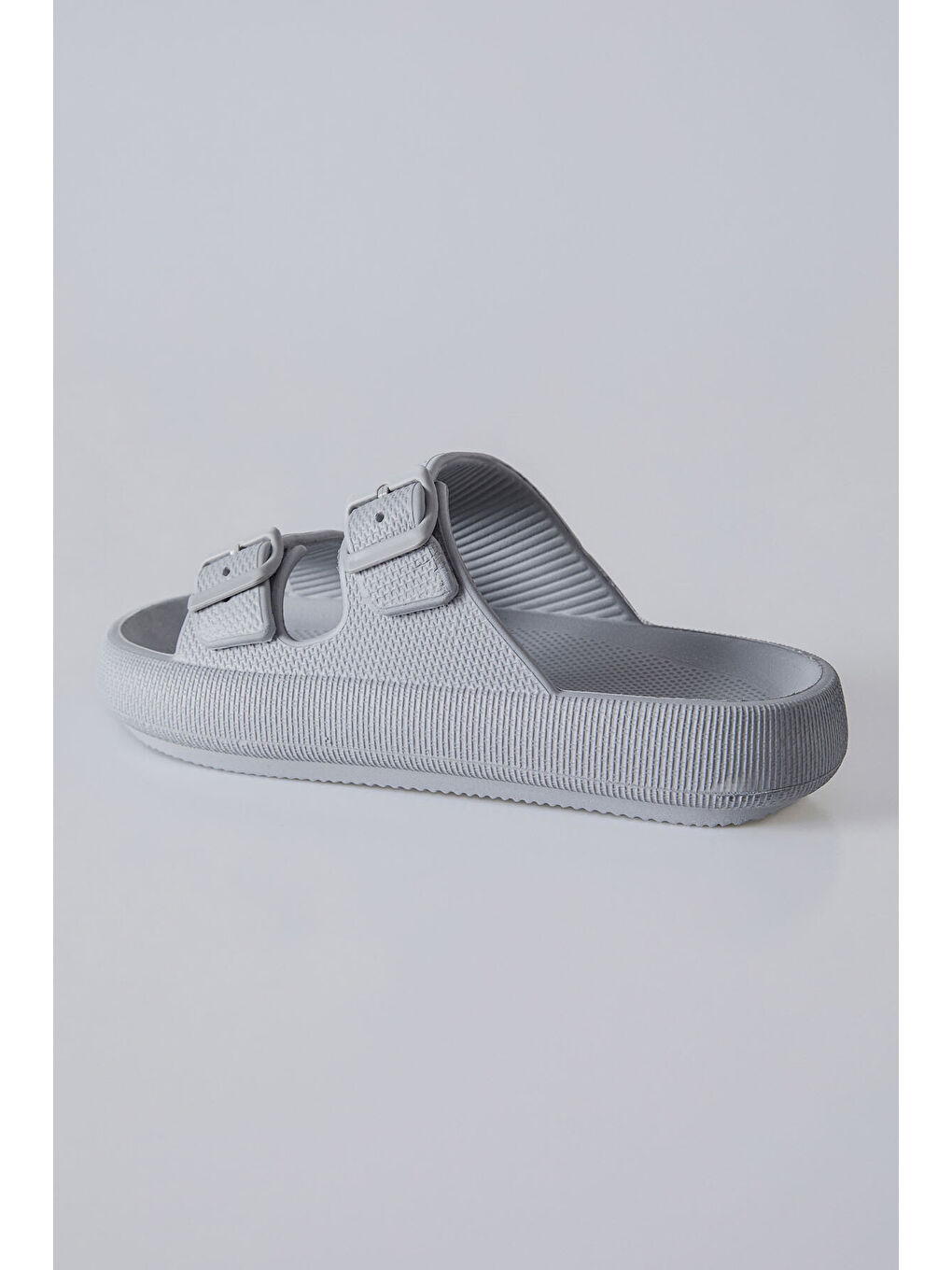 Mavi Buz Yüksek Tabanlı Çift Tokalı Erkek Terlik -89302-3