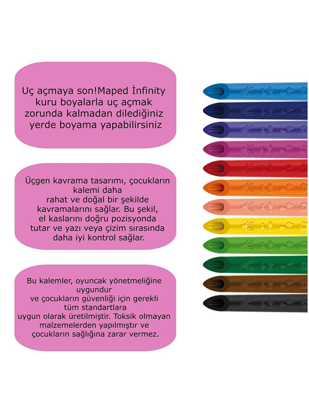 Maped Karışık Asorti Color Peps Infinity Kuru Boya 12 Li 86160001 - 2