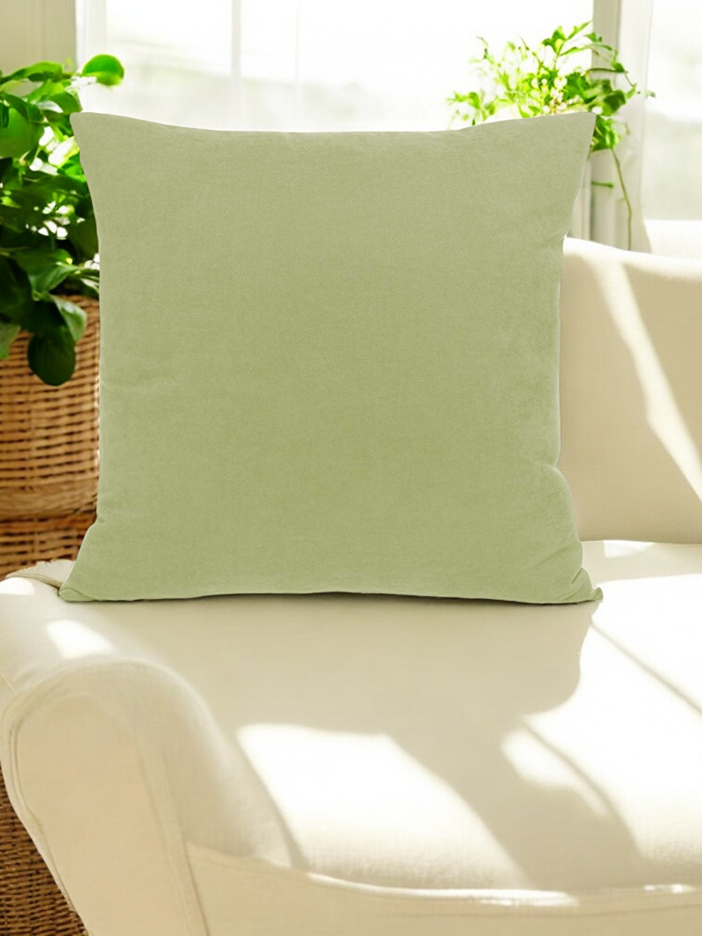 Panoroma Yeşil Düz Sade Kırlent Kılıfı  Punch (Panç) İşlemeye Uygun Dekoratif Yastık Kılıfı 45x45-1