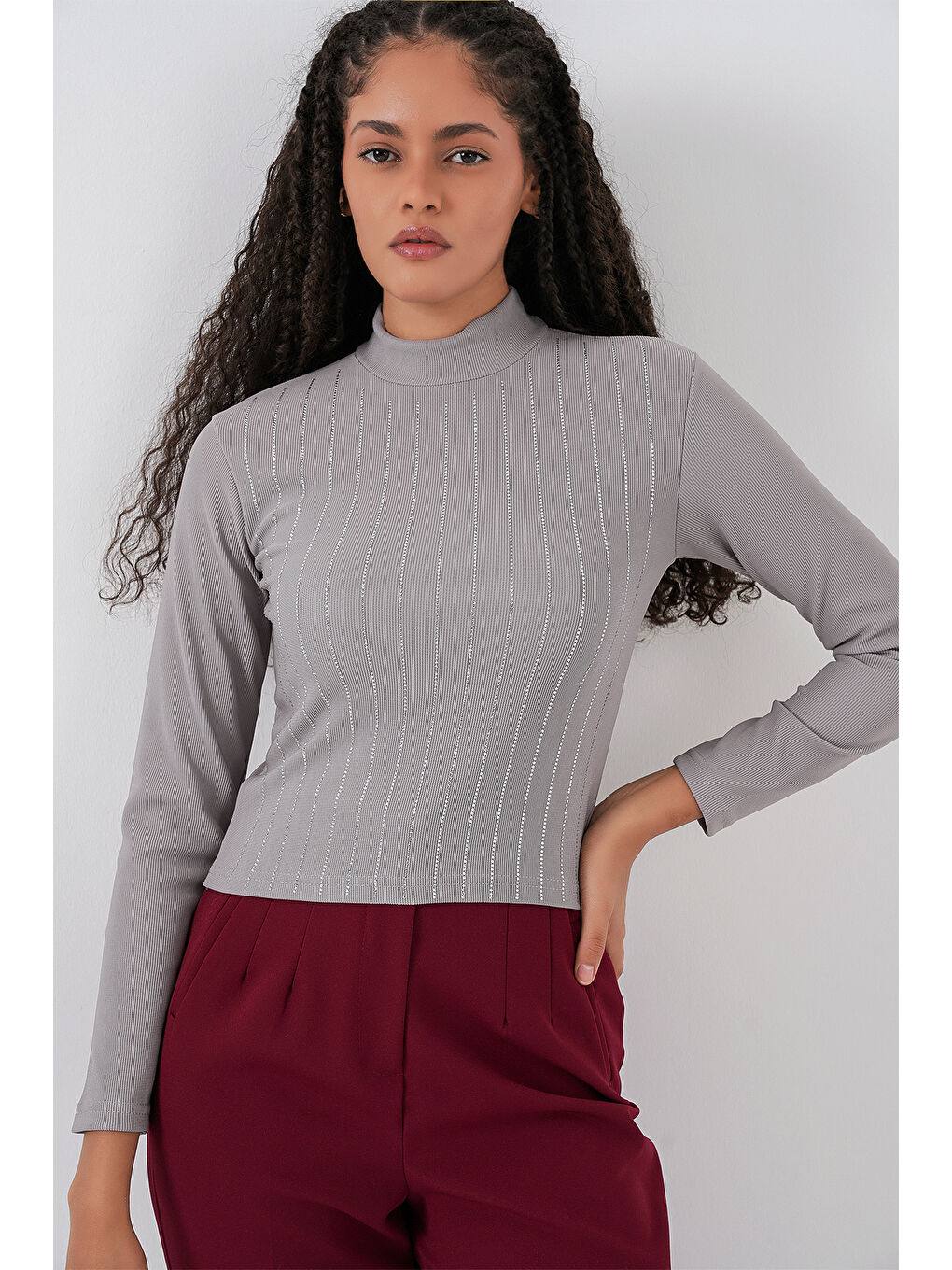 922 Taşlı Body - Gri