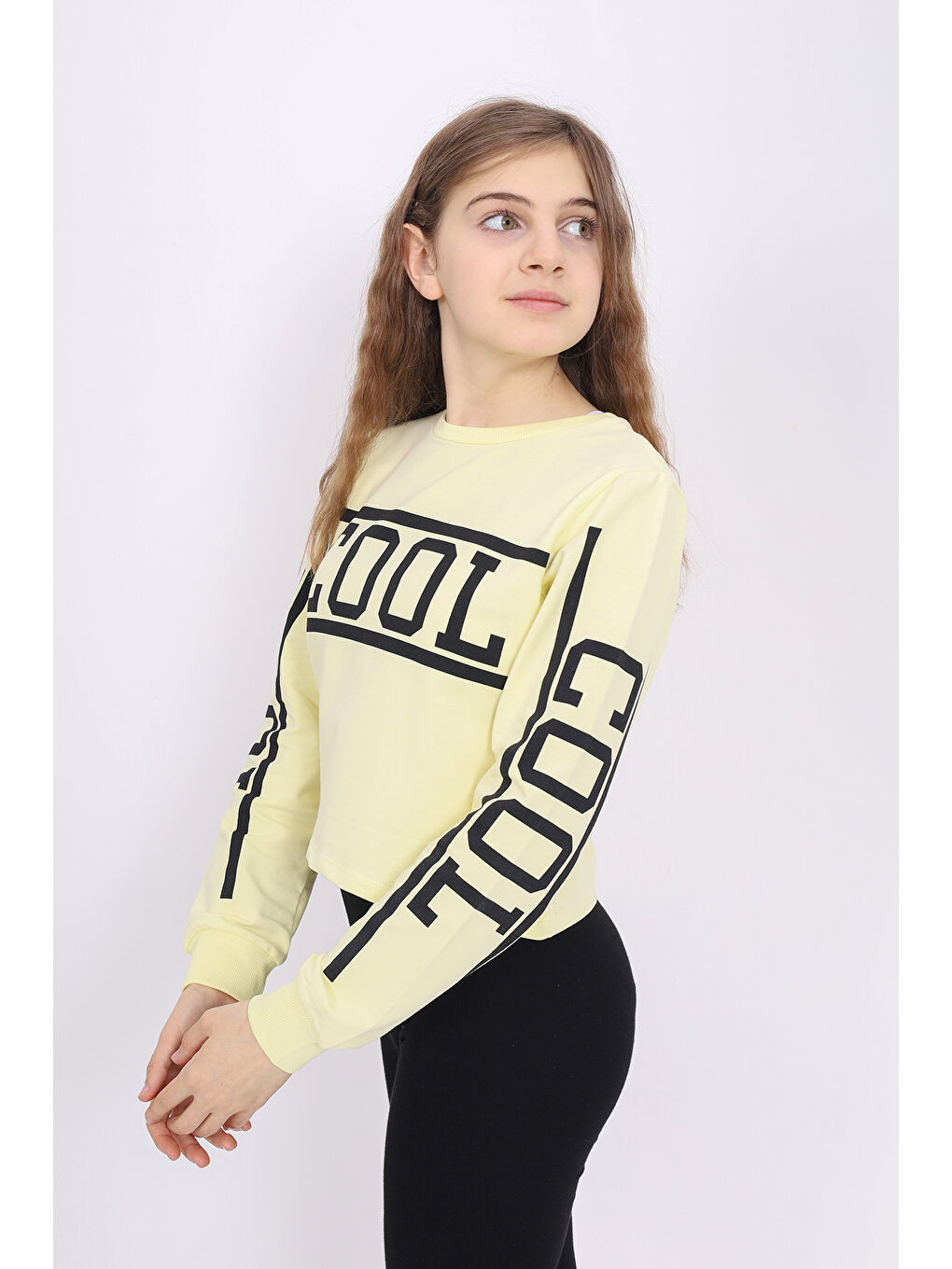 Sarı Kız Çocuk Cool Baskılı Sweatshirt-1