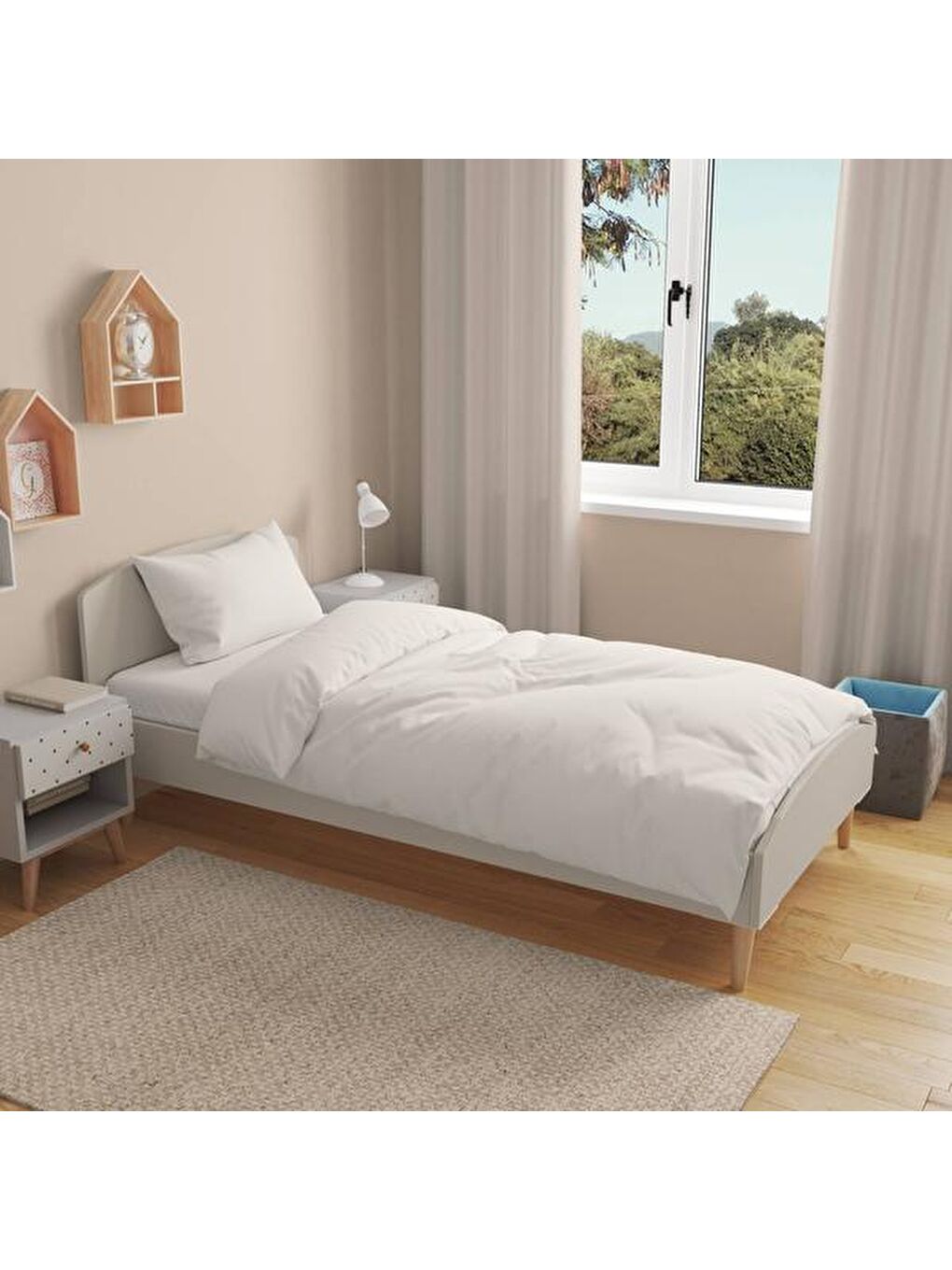 Soft Tek Kişilik Nevresim Takımı - Bej-1