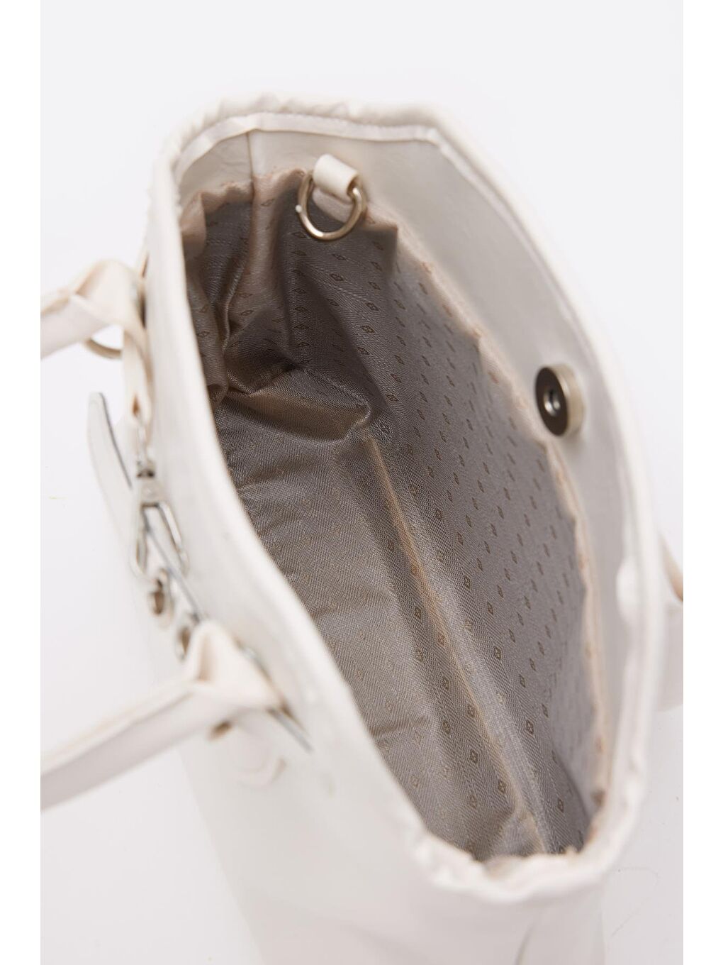 Ekru Perez Kemer Detaylı Çapraz Çanta Krem-6