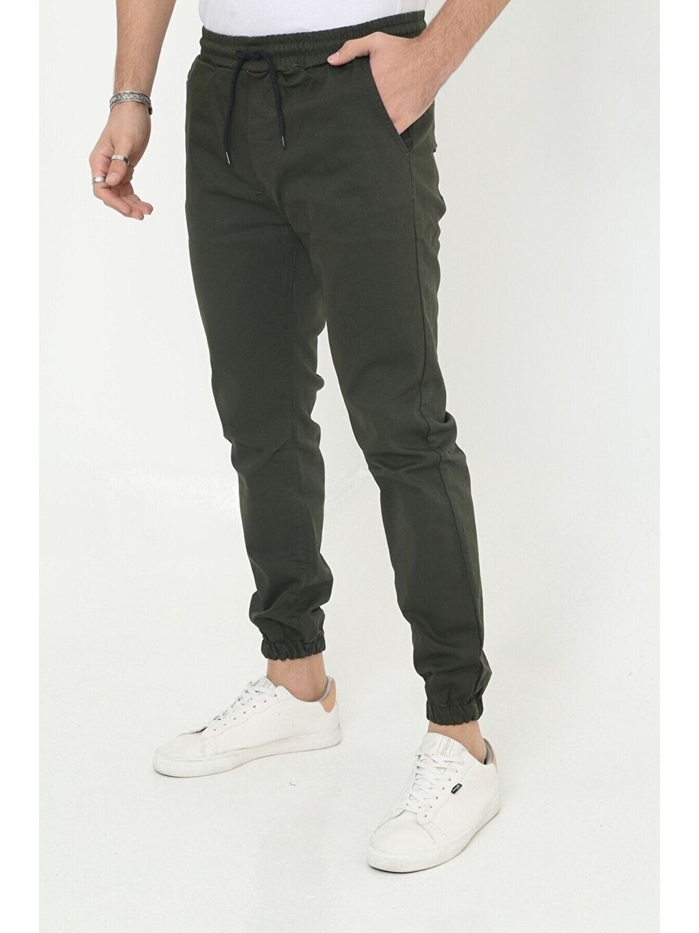 Haki Erkek Jogger Bel Lastikli Pantolon-1