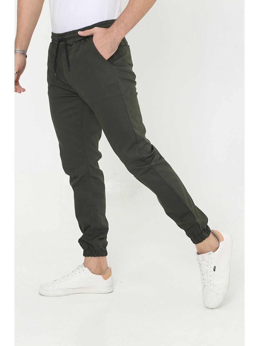 Haki Erkek Jogger Bel Lastikli Pantolon-2
