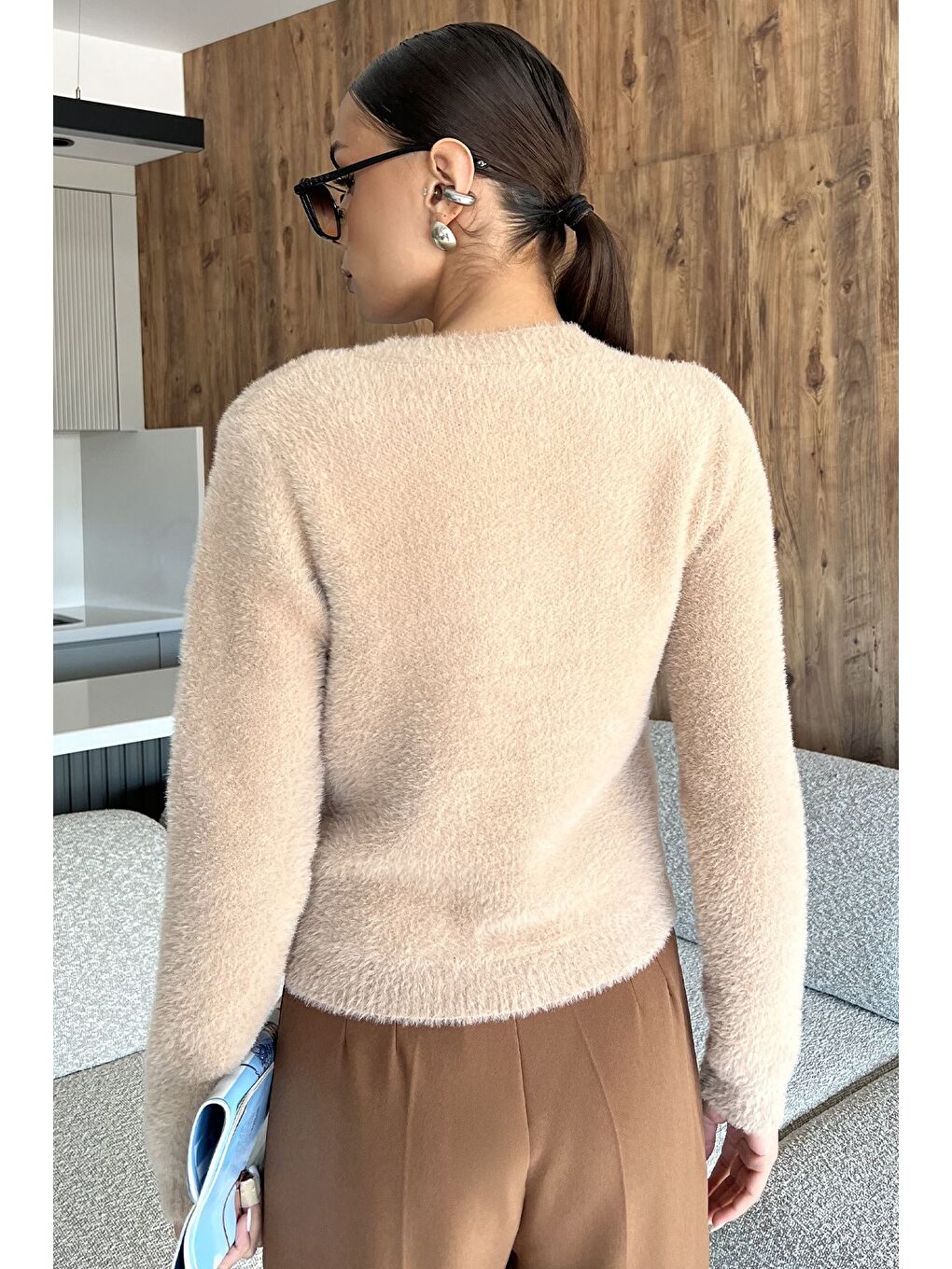 Bej Ön Fiyonklu Sakallı Triko Ceket (s,m,l Uyumludur)-3