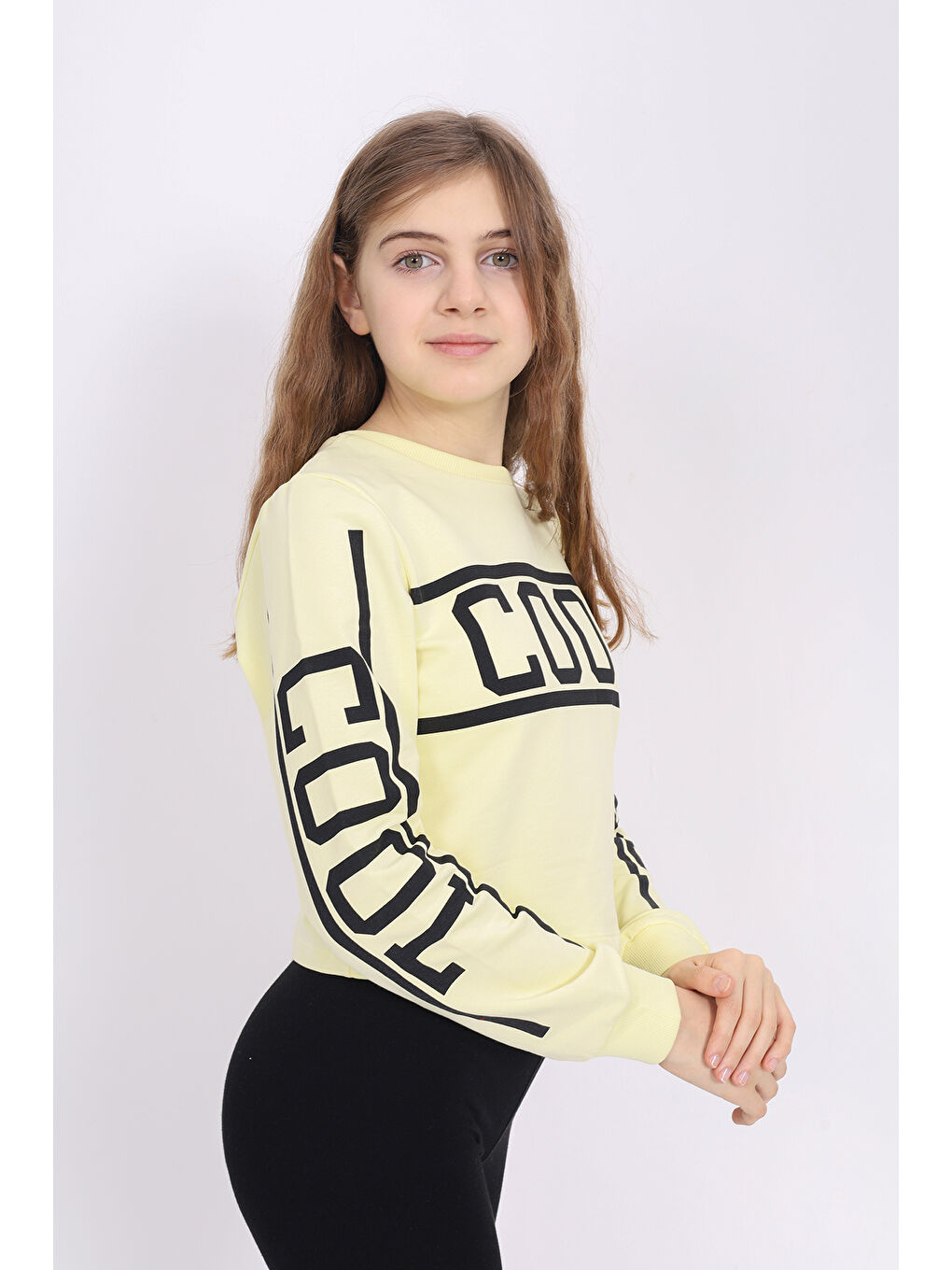 Sarı Kız Çocuk Cool Baskılı Sweatshirt-2