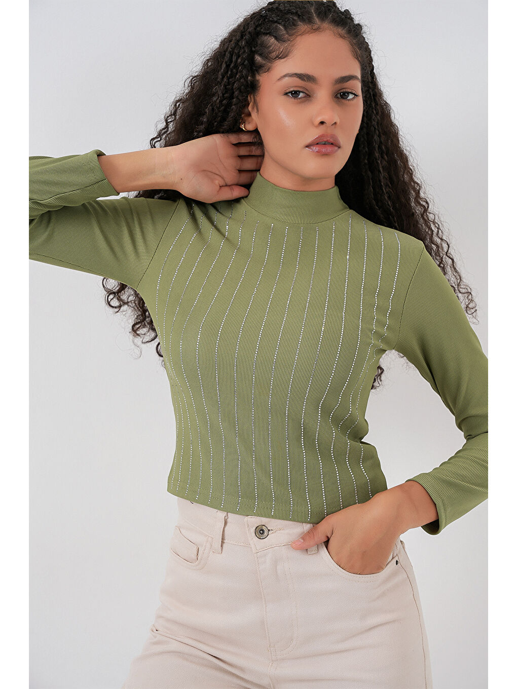 Yeşil 922 Taşlı Body - Çağla-3