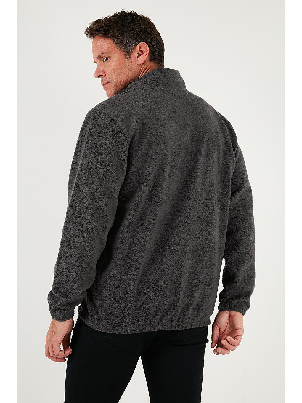 Antrasit Regular Fit Yarım Fermuarlı Dik Yaka Yumuşak Dokulu Sweat 59060661-5