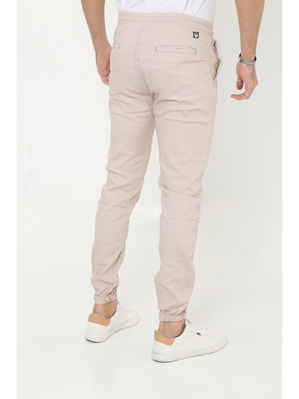 Bej Erkek Jogger Bel Lastikli Pantolon-4
