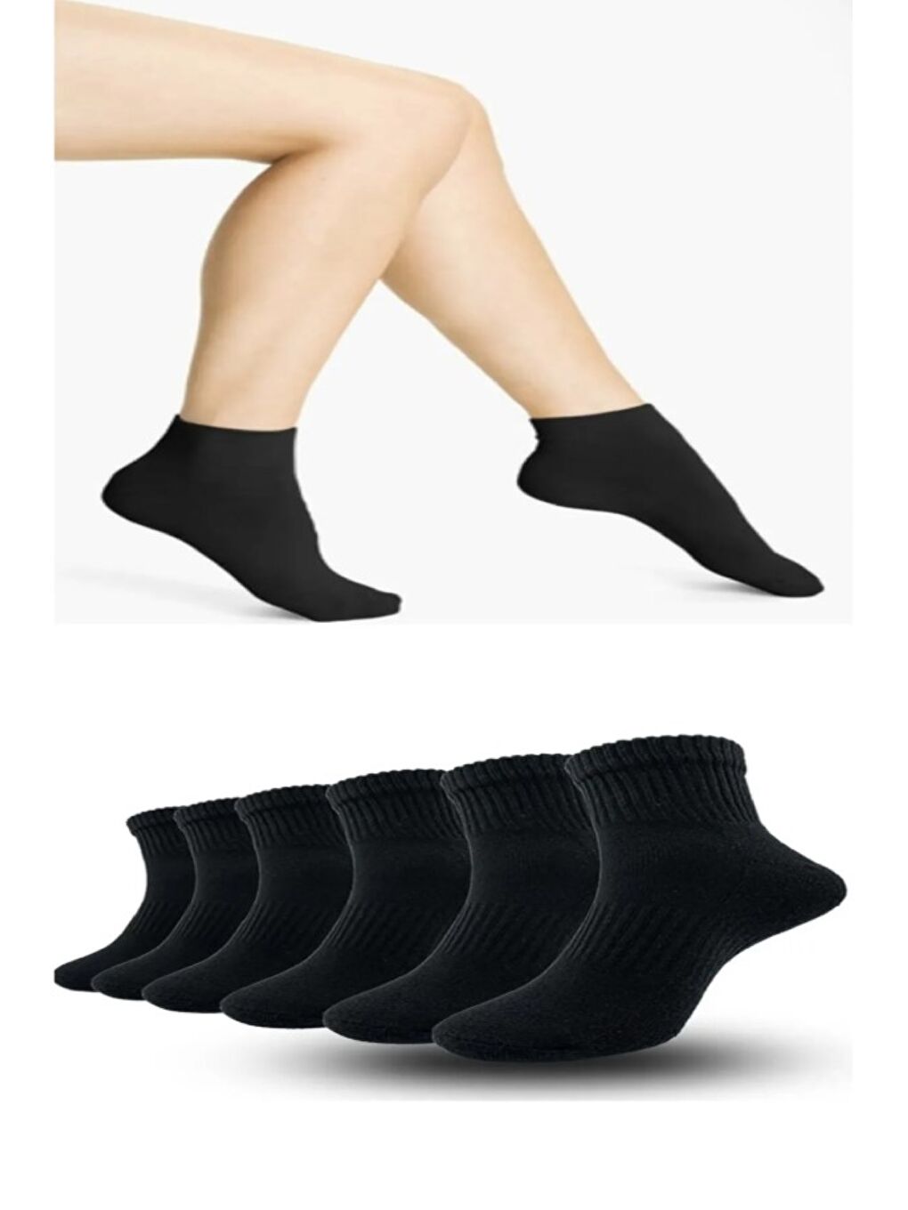 Ozzy Socks Siyah 6 Çi̇ft Logosuz Di̇ki̇şsi̇z Pamuklu Kisa Teni̇s Uni̇sex Çorap