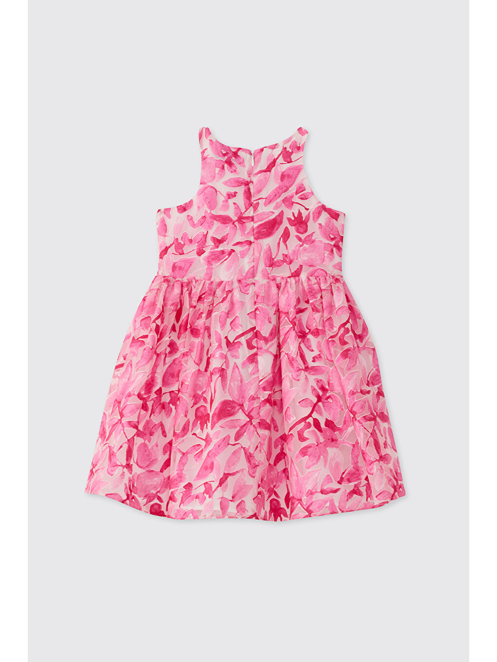 Kız Çocuk Çiçek Desenli Pembe Elbise-1