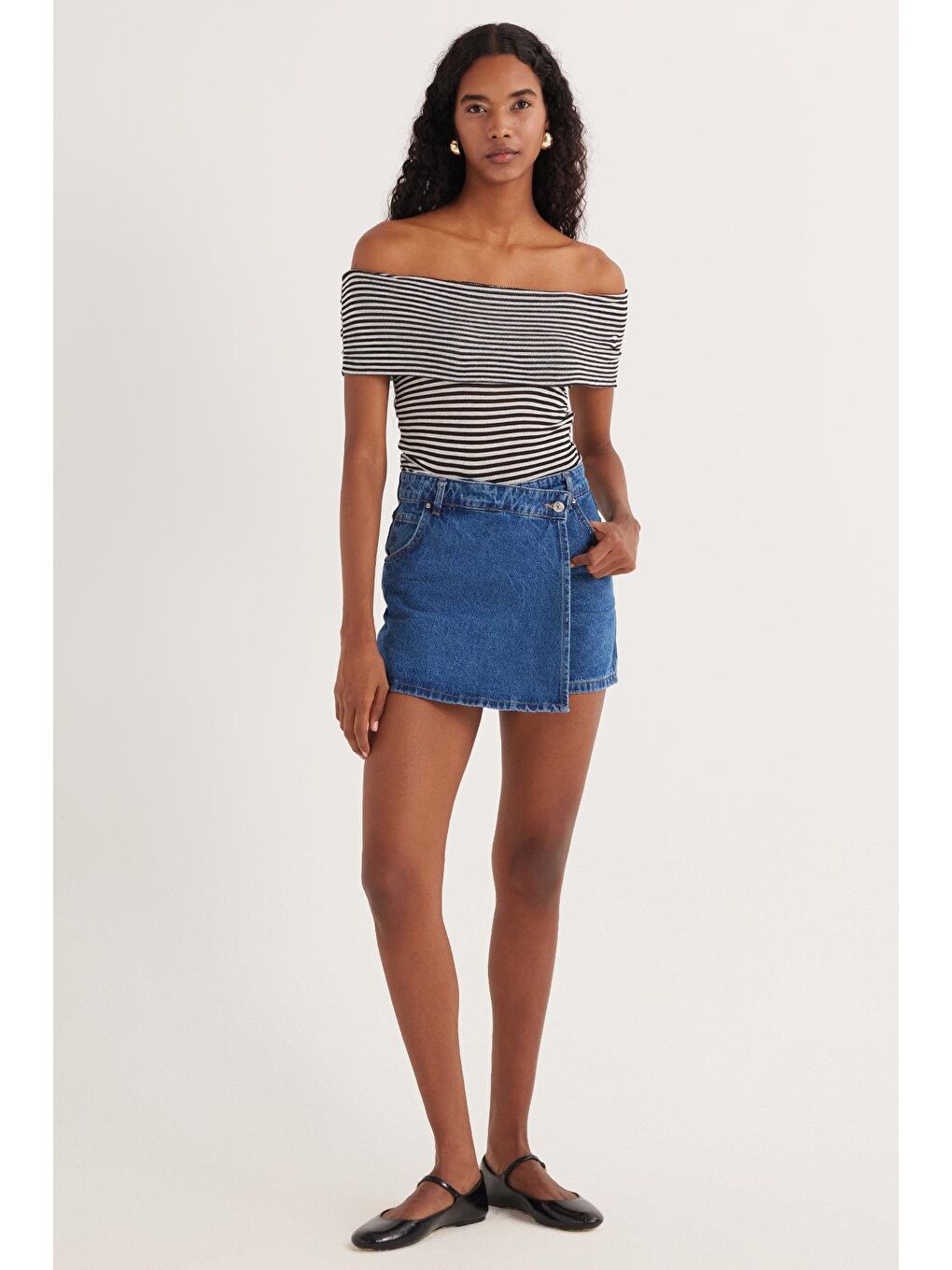 Karışık Kadın Slim Fit Dar Kesim Çizgili Straplez Bluz-3