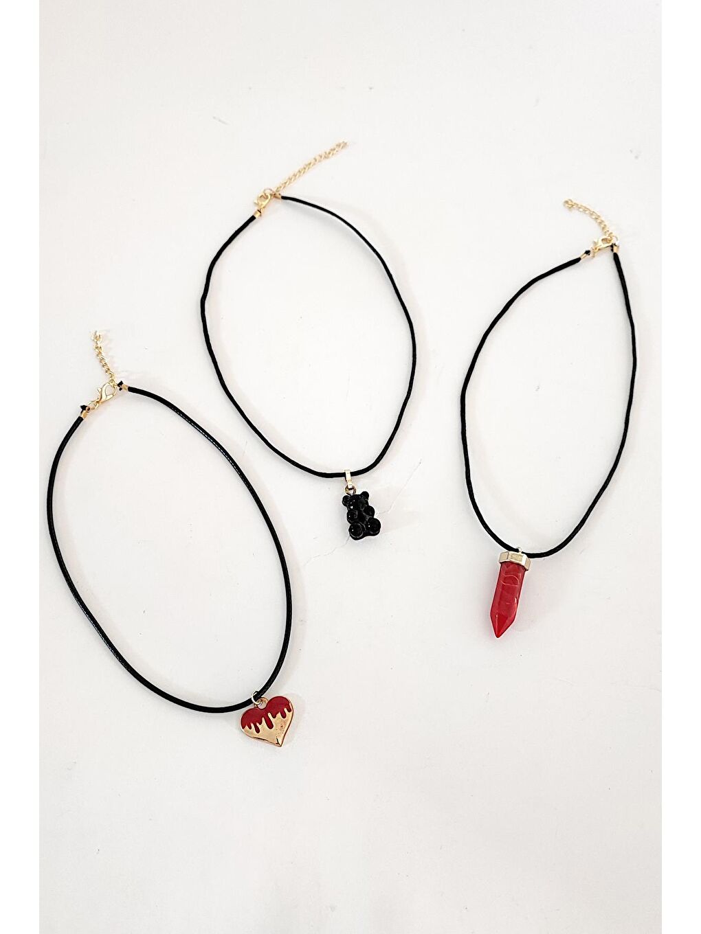 Tılsım Kırmızı Choker Tasma Kolye Seti