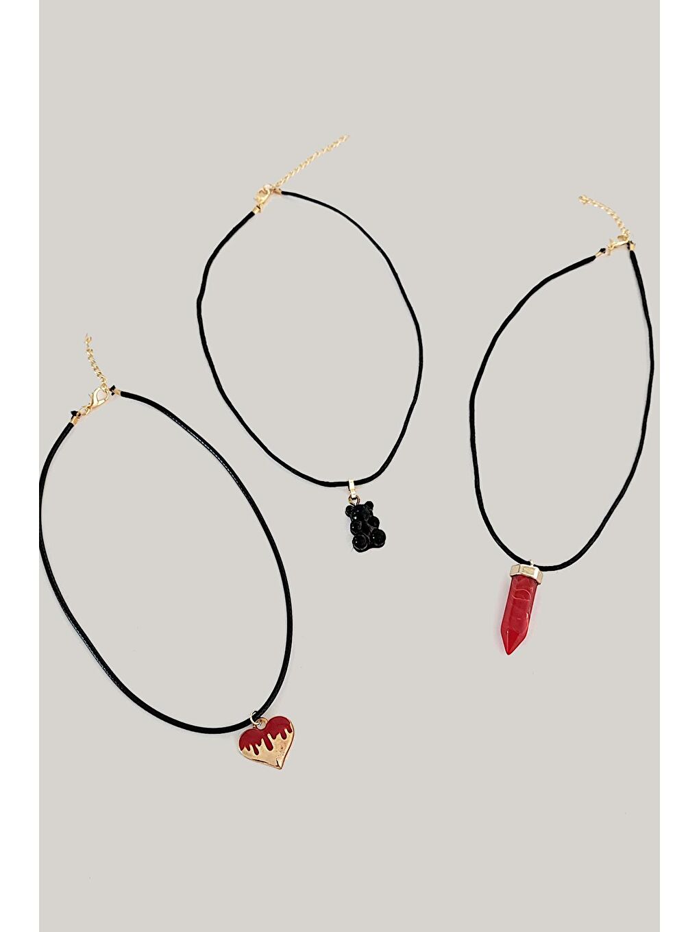 Tılsım Kırmızı Choker Tasma Kolye Seti-2