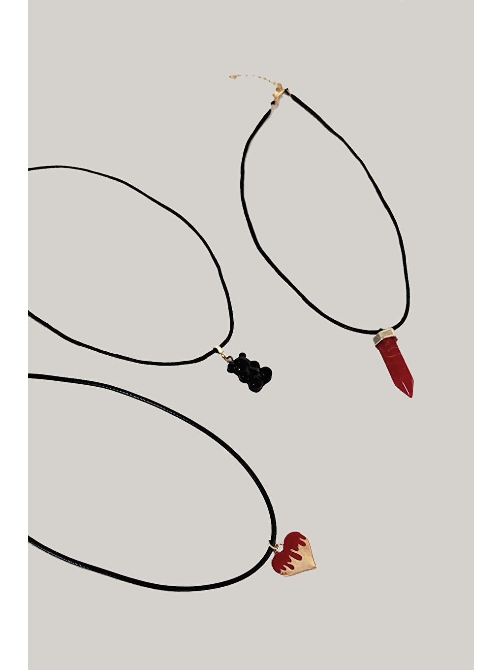 Tılsım Kırmızı Choker Tasma Kolye Seti-3