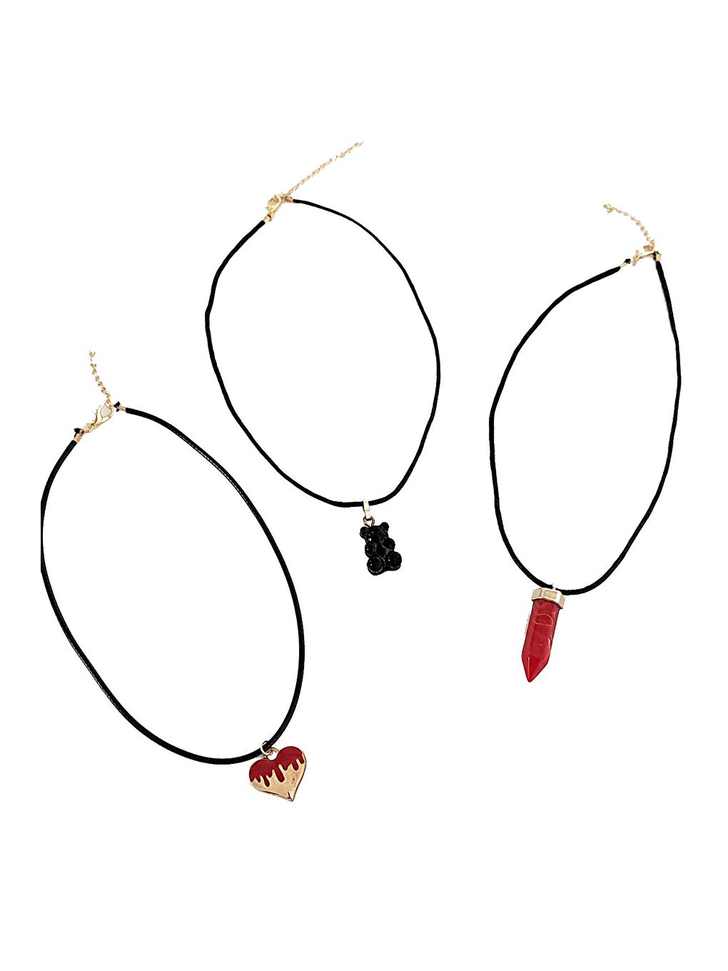 Tılsım Kırmızı Choker Tasma Kolye Seti-4