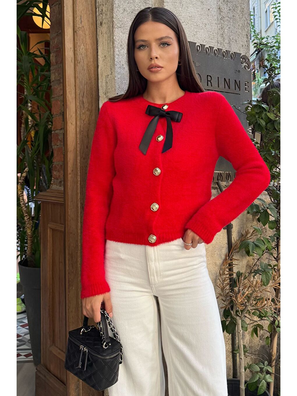 Kırmızı Ön Fiyonklu Sakallı Triko Ceket (s,m,l Uyumludur)-2