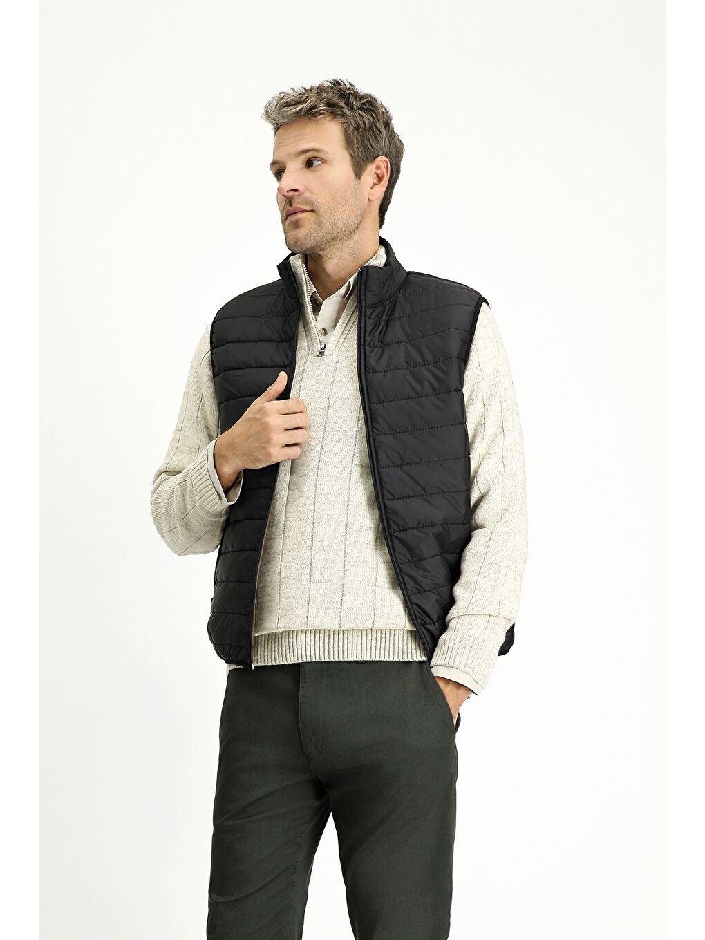 Siyah Kapitone Spor Şişme Yelek-5