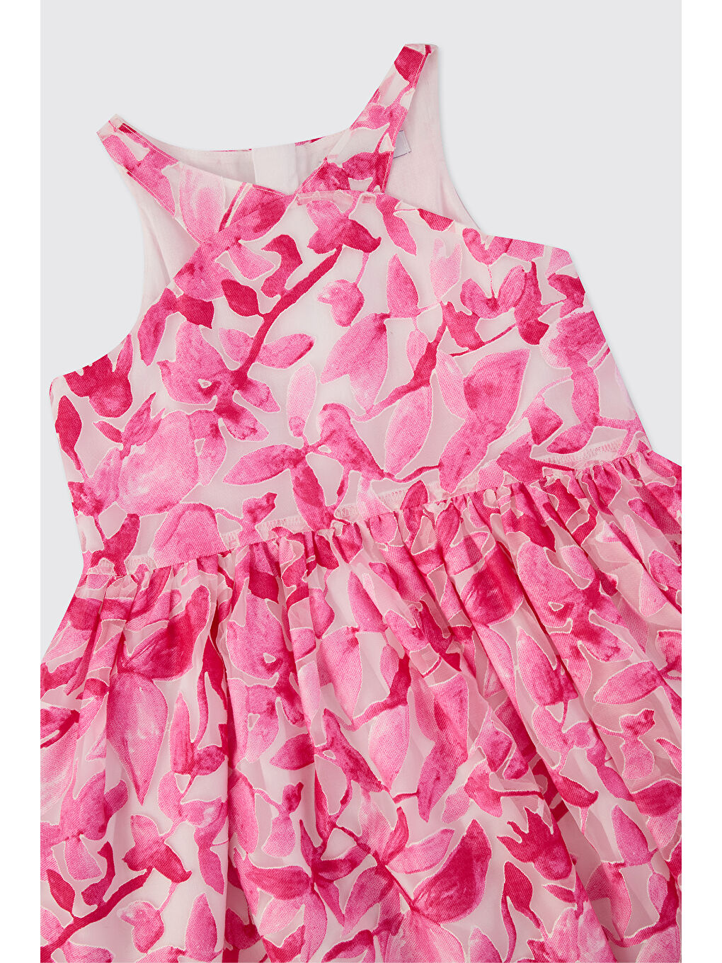 Kız Çocuk Çiçek Desenli Pembe Elbise-2