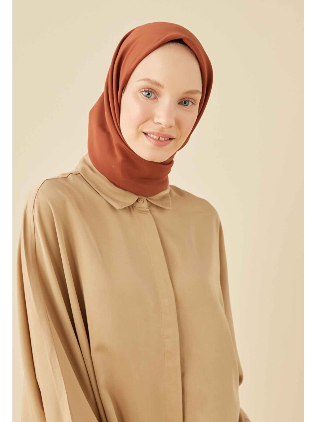 Kahverengi Pamuk İpek Eşarp Kızıl Kahve-1