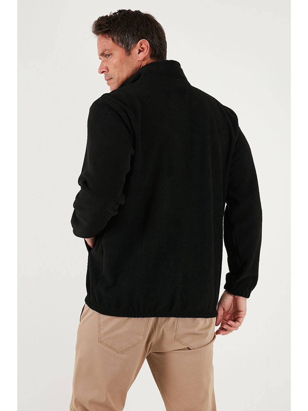 Siyah Regular Fit Yarım Fermuarlı Dik Yaka Yumuşak Dokulu Sweat 59060661-6