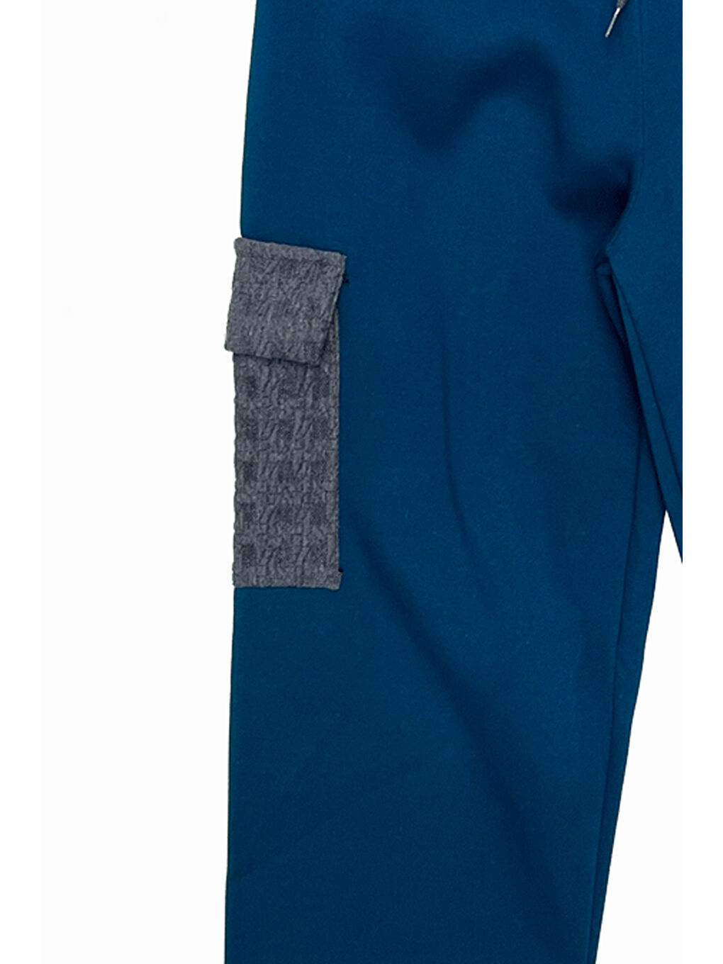 Petrol Kız Çocuk Kargo Cepli Gömlek Yakalı ve Yaka Taşlı 3 İplik Alt Üst Takım 12328-4