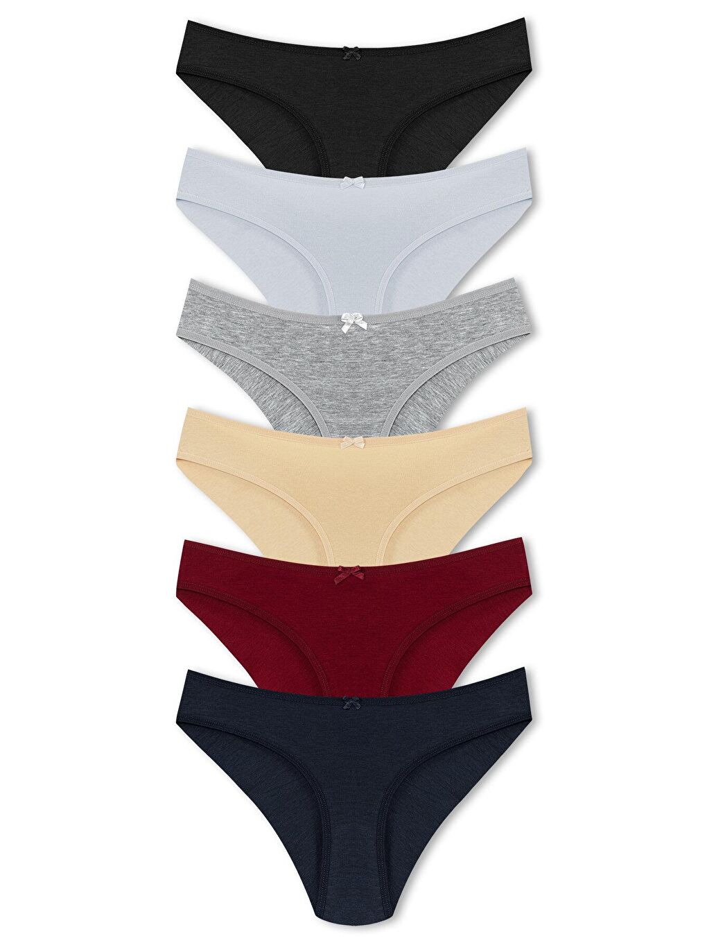 Karışık Pamuklu Arkası Çift Kat Slip Kadın Külot 6'lı