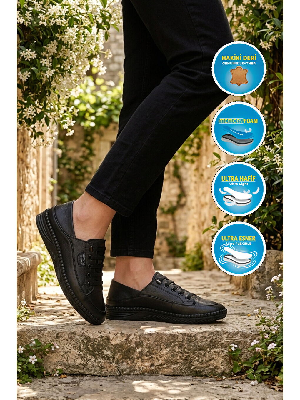 Siyah Hakiki Deri Anatomik Kadın Casual Ayakkabı Z536 Z-2