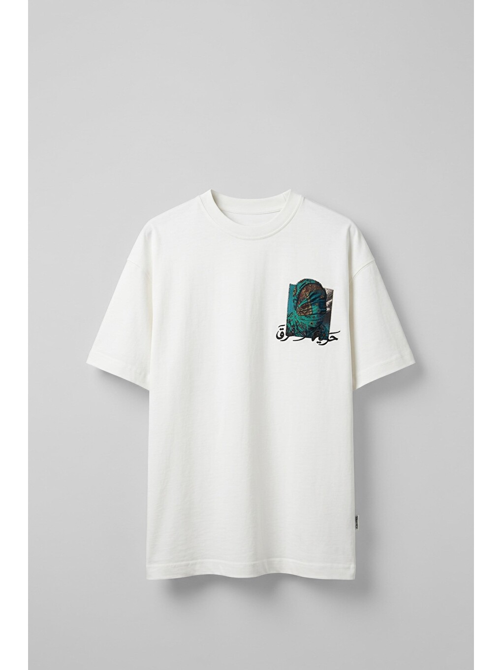 Erkek Otantik Desenli 3d Sırt Baskılı T-shirt Beyaz