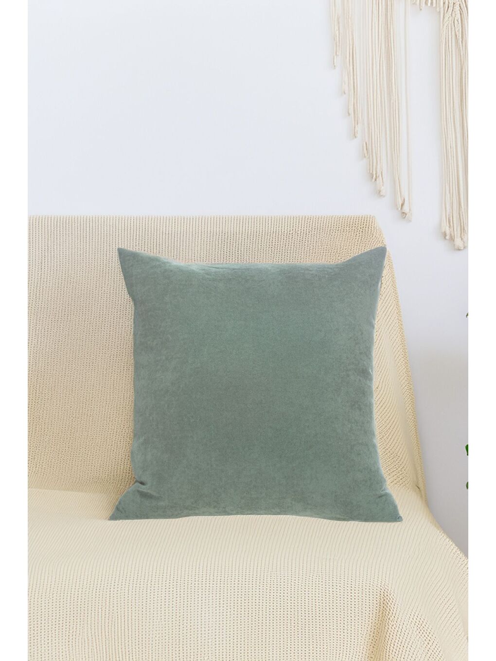 Yeşil Panoroma Mint Düz Kırlent Kılıfı  Punch (Panç) İşlemeye Uygun Dekoratif Kırlent Kılıfı 40x40-1