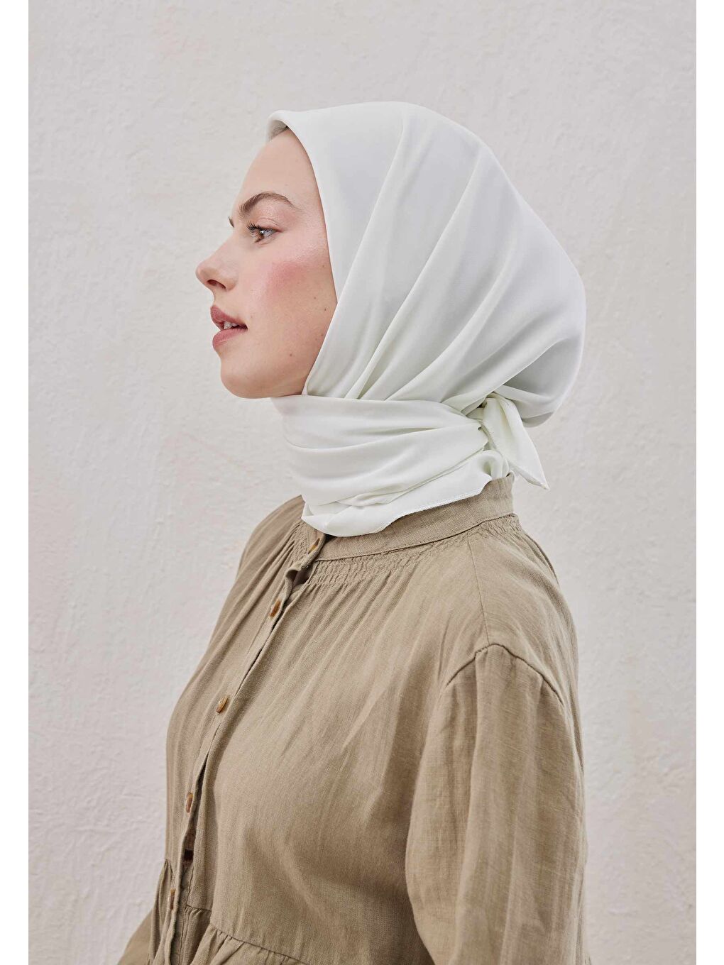 Pamuk İpek Eşarp Kırık Beyaz-3