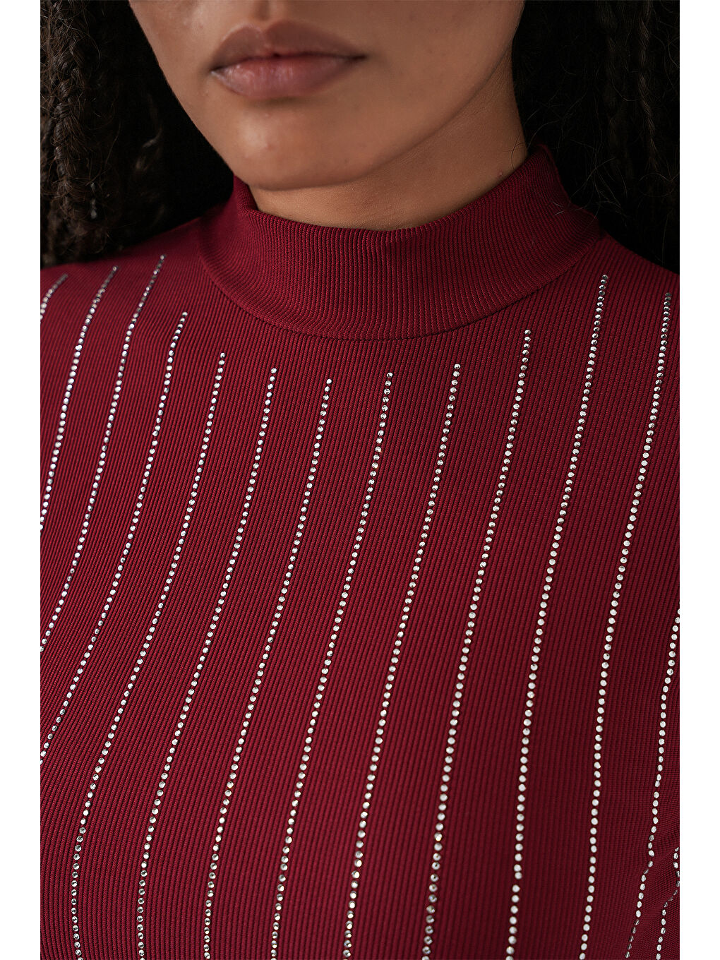 922 Taşlı Body - Bordo-4