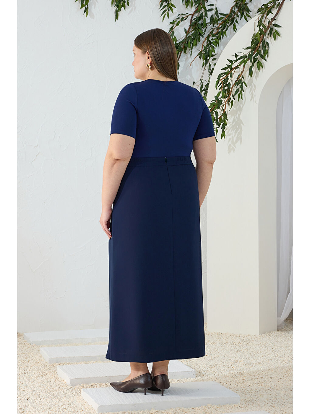 Lacivert Pilikaşe Detaylı Klasik Etek-5