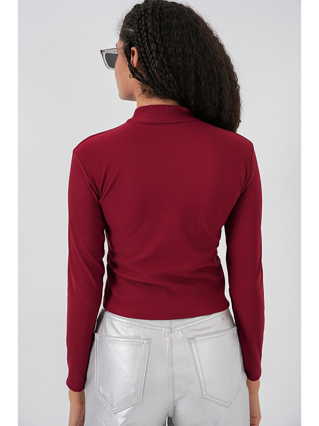 922 Taşlı Body - Bordo-5