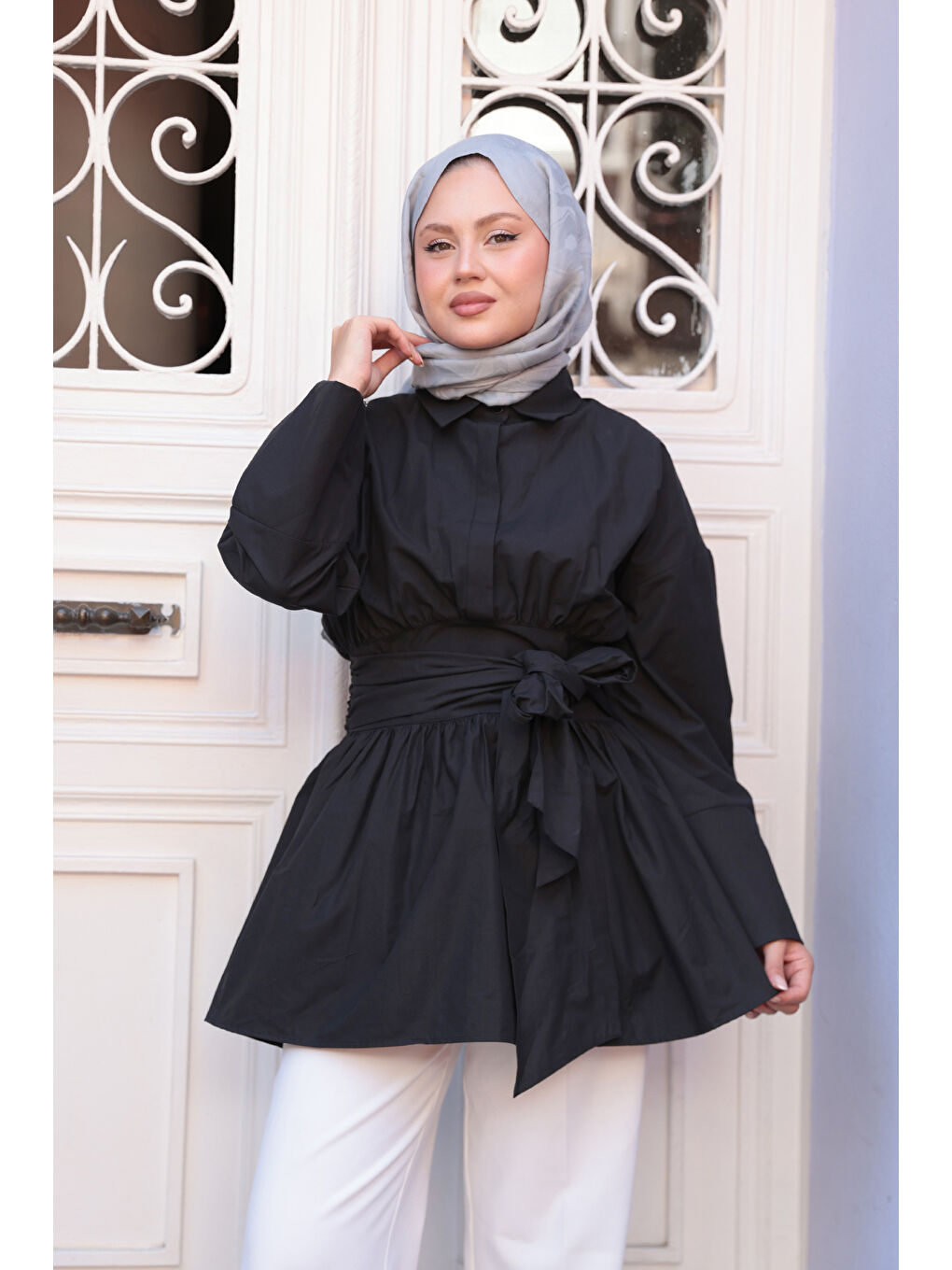 Kadın Bali Poplin Gömlek Siyah