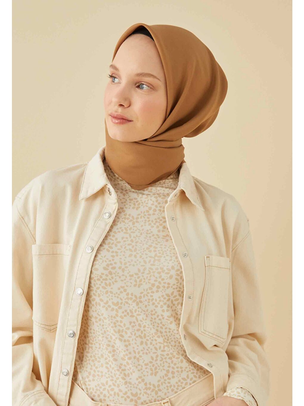 Kahverengi Pamuk İpek Eşarp Sütlü Kahve-1